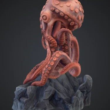 Tượng Bạch Tuộc Kraken Khổng Lồ Trên Đá – Quái Vật Đại Dương