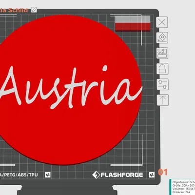 Biển trang trí treo tường Austria - File in 3D chất lượng cao