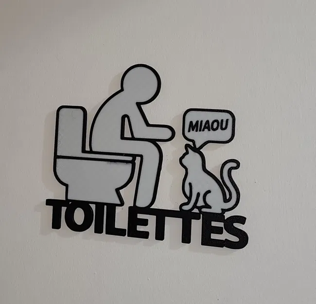 Bảng treo cửa nhà vệ sinh hình mèo – « MIAOU » - Image 1