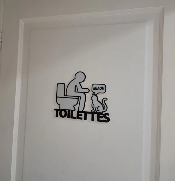 Bảng treo cửa nhà vệ sinh hình mèo – « MIAOU » - Image 2