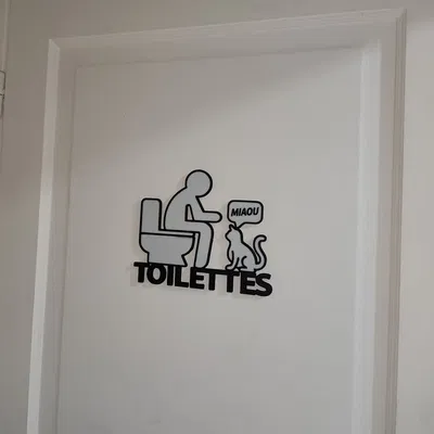 Bảng treo cửa nhà vệ sinh hình mèo – « MIAOU »