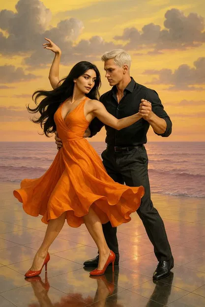 Mô hình 3D cặp đôi khiêu vũ Sunset Tango - Tác phẩm nghệ thuật tinh tế - Image 2