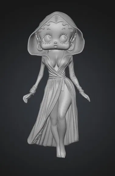 Mô hình in 3D Betty Boop trong chiếc áo choàng trắng thanh lịch - Image 1