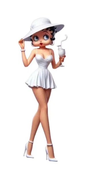 Mô hình 3D Betty Boop trong bộ váy trắng tinh tế để in ấn - Image 2