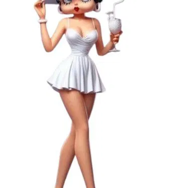 Mô hình 3D Betty Boop trong bộ váy trắng tinh tế để in ấn