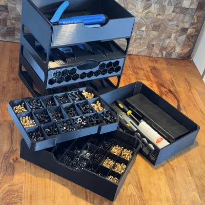 Kệ lưu trữ đa năng tích hợp ngăn kéo cho linh kiện và dụng cụ