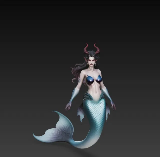 Mô hình 3D nàng tiên cá quỷ (Woman Mermaid Demon) tinh xảo - Image 4