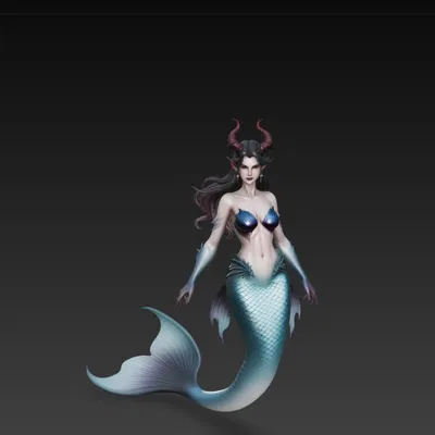 Mô hình 3D nàng tiên cá quỷ (Woman Mermaid Demon) tinh xảo