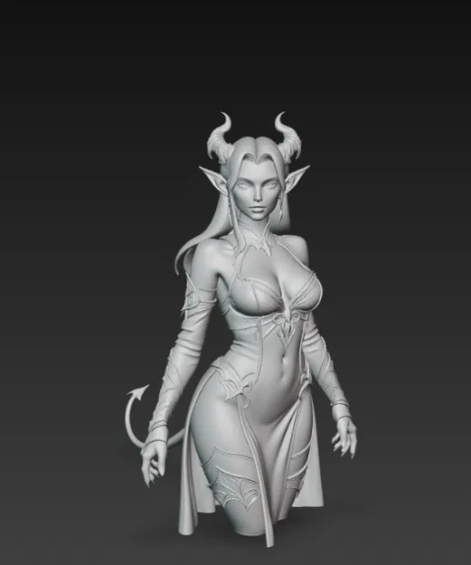 Mô hình Bust Nữ Yêu Tinh Ác Quỷ (Demon Elf Woman) in 3D đẹp mắt - Image 3