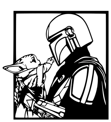 Mô hình tranh treo tường 3D Mandalorian và Grogu cực đẹp - Image 1