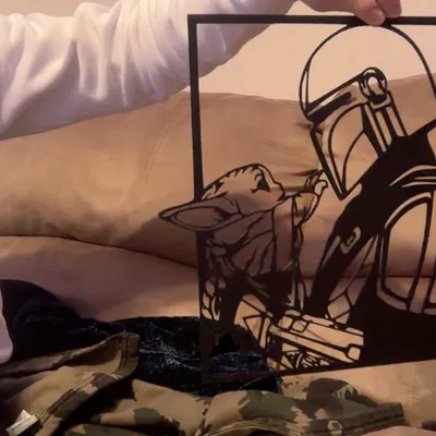 Tranh treo tường 3D Mandalorian và Grogu cực đẹp cho fan Star Wars