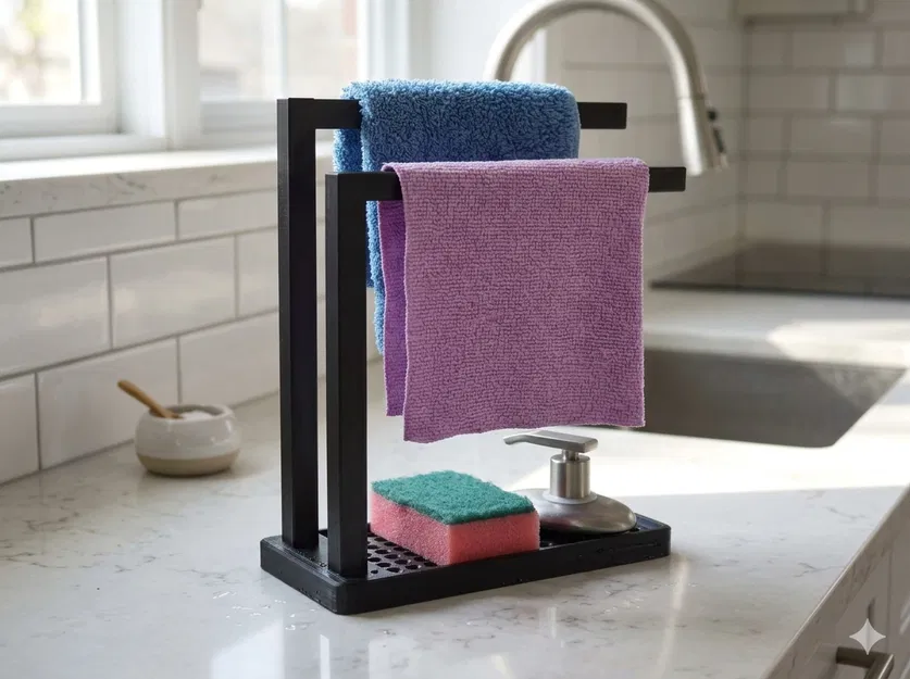 Kệ Để Đồ Nhà Bếp Kèm Giá Treo Khăn (Kệ Đựng Đồ Bồn Rửa) - Image 2