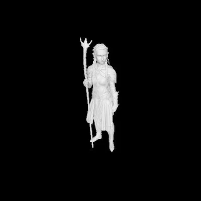 Mô hình 3D nhân vật Halfling nữ cầm quyền trượng phong cách Fantasy