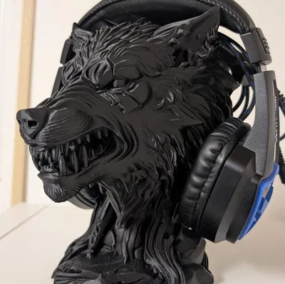 Giá treo tai nghe hình đầu sói (Wolfbust) - Phụ kiện decor độc đáo