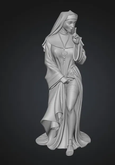 Mô hình 3D Veiled Temptation: Tượng nữ tu bí ẩn đầy cuốn hút - Image 1