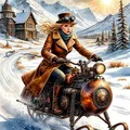 Mô hình Steampunk Snow Rider - Tượng nữ kỵ sĩ tuyết chi tiết cực cao - Thumbnail 2
