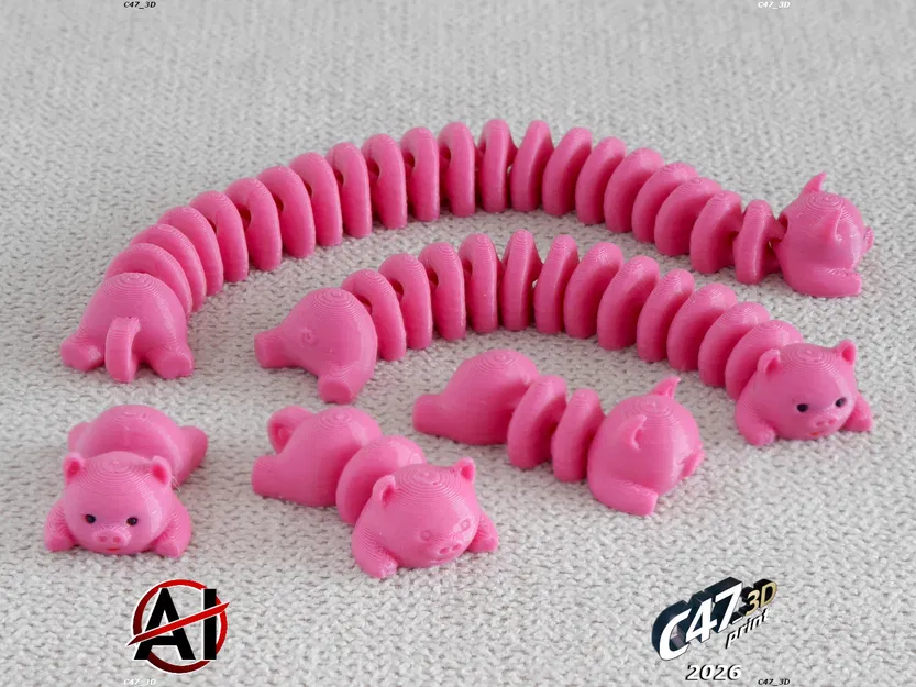 Flexi Piggy Snek - Chú Heo Khớp Nối Dạng Rắn - Image 2