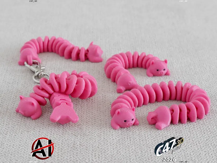 Flexi Piggy Snek - Chú Heo Khớp Nối Dạng Rắn - Image 7