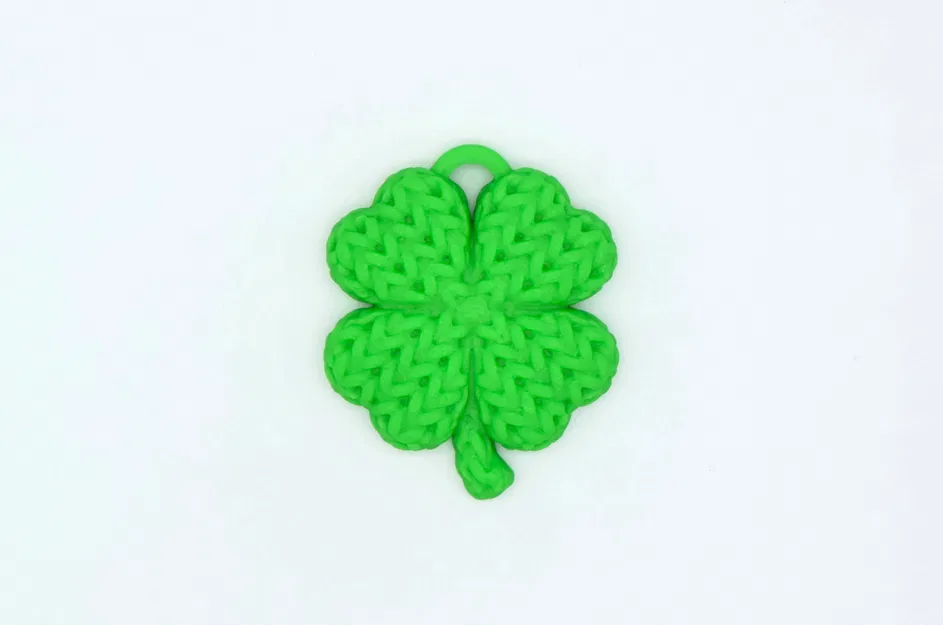Móc khóa cỏ bốn lá đan len may mắn - File in 3D - Image 1