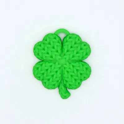Móc khóa cỏ bốn lá đan len may mắn - File in 3D