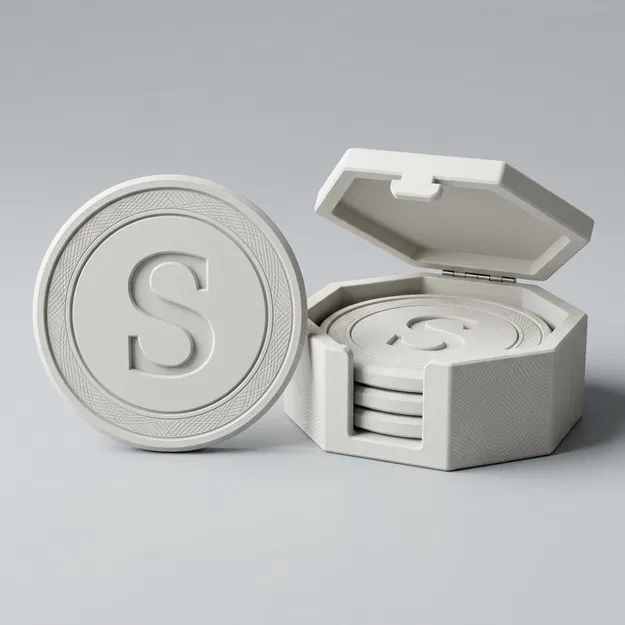 Bộ đế lót ly và hộp đựng 3D sang trọng cho bàn trà - Image 1