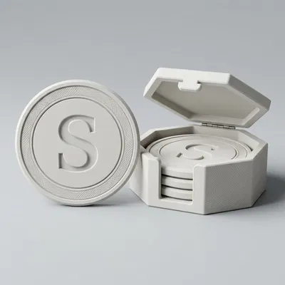 Bộ đế lót ly và hộp đựng 3D sang trọng cho bàn trà