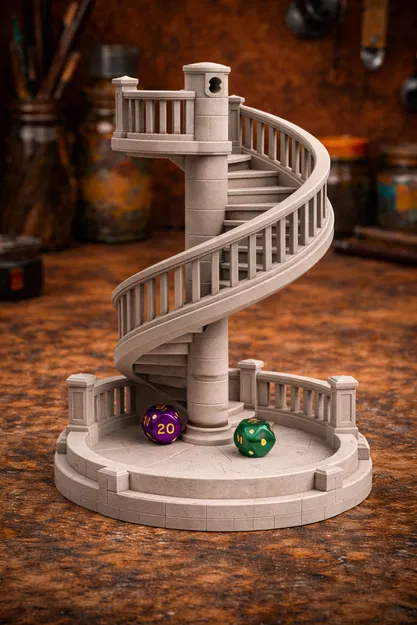 Tháp Lăn Xúc Xắc Cầu Thang Xoắn Ốc - Phụ Kiện Game D&D Độc Đáo - Image 1