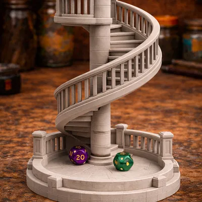 Tháp Lăn Xúc Xắc Cầu Thang Xoắn Ốc - Phụ Kiện Game D&D Độc Đáo