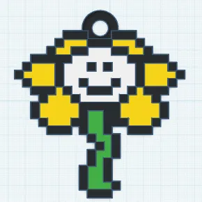 Móc khóa 3D hình Flowey từ Undertale (Phong cách Pixel)
