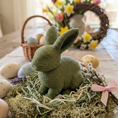 Chú thỏ Phục sinh phong cách rêu (Moss Easter bunny)