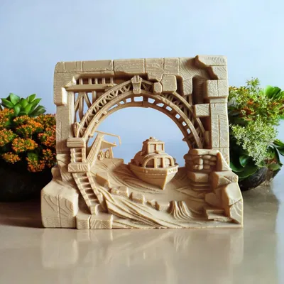 Mô hình sa bàn tàu đi qua cầu kỹ thuật