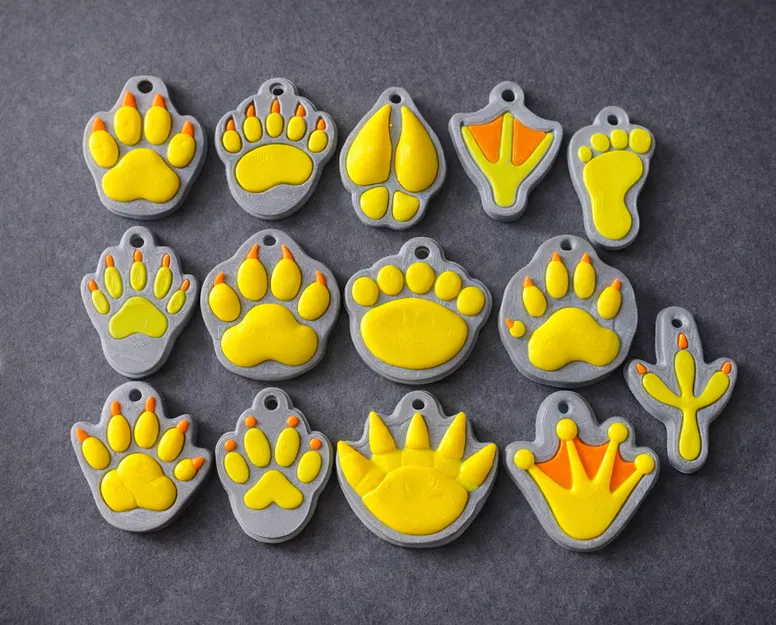 Bộ Móc Khóa Dấu Chân Động Vật & Chim – Bộ Sưu Tập Dấu Chân Tự Nhiên - Image 1