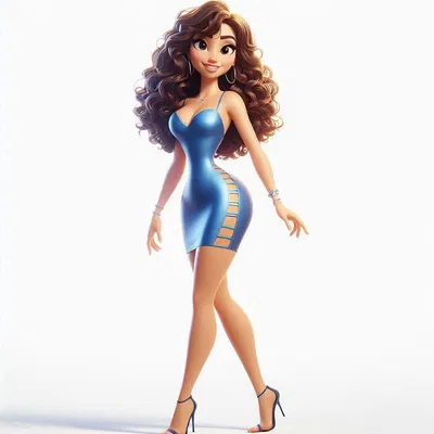 Mô hình 3D nhân vật nữ Blue Satin Diva đẹp mắt