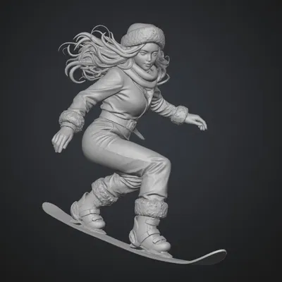 Mô hình 3D Winter Glide - Nữ vận động viên trượt tuyết đầy cảm hứng
