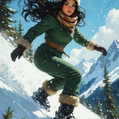 Mô hình 3D Winter Glide - Nữ vận động viên trượt tuyết đầy cảm hứng