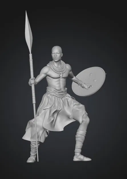 Mô hình 3D chiến binh châu Phi Spear of the Sun độc đáo - Image 1