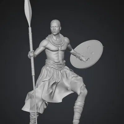 Mô hình 3D chiến binh châu Phi Spear of the Sun độc đáo