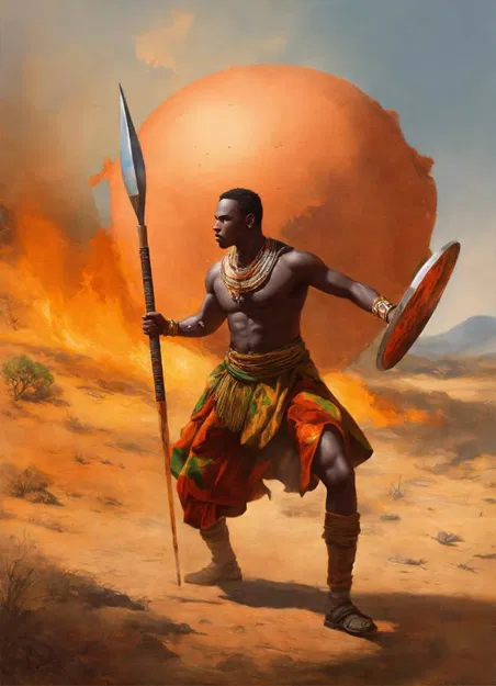 Mô hình 3D chiến binh châu Phi Spear of the Sun độc đáo - Image 2