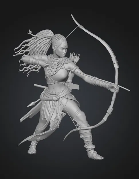 Mô hình 3D Nữ Cung Thủ Châu Phi đầy mạnh mẽ và tinh tế - Image 1