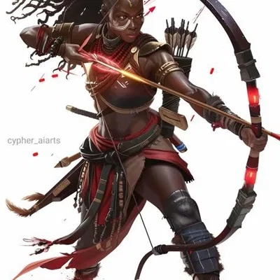 Mô hình 3D Nữ Cung Thủ Châu Phi đầy mạnh mẽ và tinh tế