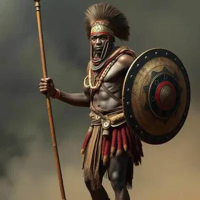 Mô hình 3D chiến binh cầm giáo và khiên dũng mãnh để bàn