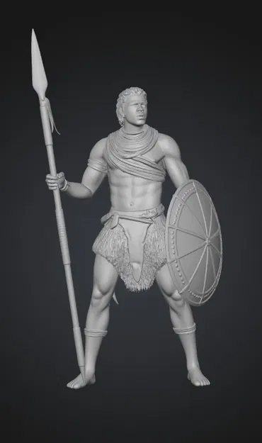 Mô hình 3D chiến binh châu Phi Dawn Warrior chi tiết sắc nét - Image 1