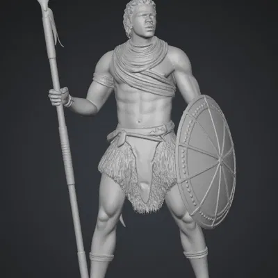 Mô hình 3D chiến binh châu Phi Dawn Warrior chi tiết sắc nét