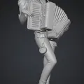 Mô hình 3D cô gái phong cách Steampunk chơi đàn Accordion độc đáo - Thumbnail 1