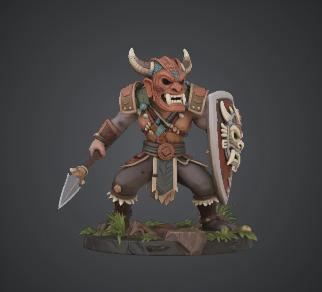 Chiến Binh Quỷ Bộ Lạc – Đấu Sĩ Giả Tưởng Đeo Mặt Nạ Cùng Khiên Chắn - Image 1