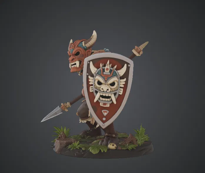 Chiến Binh Quỷ Bộ Lạc – Đấu Sĩ Giả Tưởng Đeo Mặt Nạ Cùng Khiên Chắn - Image 2