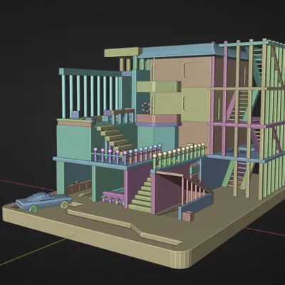 Mô hình diorama tòa nhà phong cách Cyberpunk độc đáo