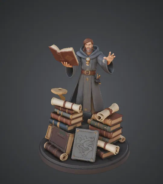 Arcane Scholar Wizard – Pháp sư giả kim cùng sách phép và cuộn giấy - Image 1