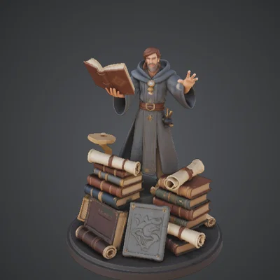 Arcane Scholar Wizard – Pháp sư giả kim cùng sách phép và cuộn giấy