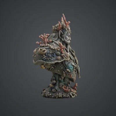 Tượng Bán Thân Sea King Coral – Vị Thần Đại Dương Với Vương Miện San Hô